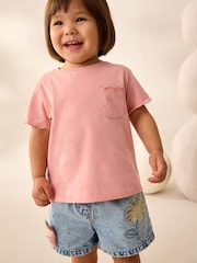 Pink 100% Cotton Print Short Sleeve Scallop T-Shirt (3mths-7yrs) - Image 2 of 8