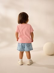 Pink 100% Cotton Print Short Sleeve Scallop T-Shirt (3mths-7yrs) - Image 3 of 8