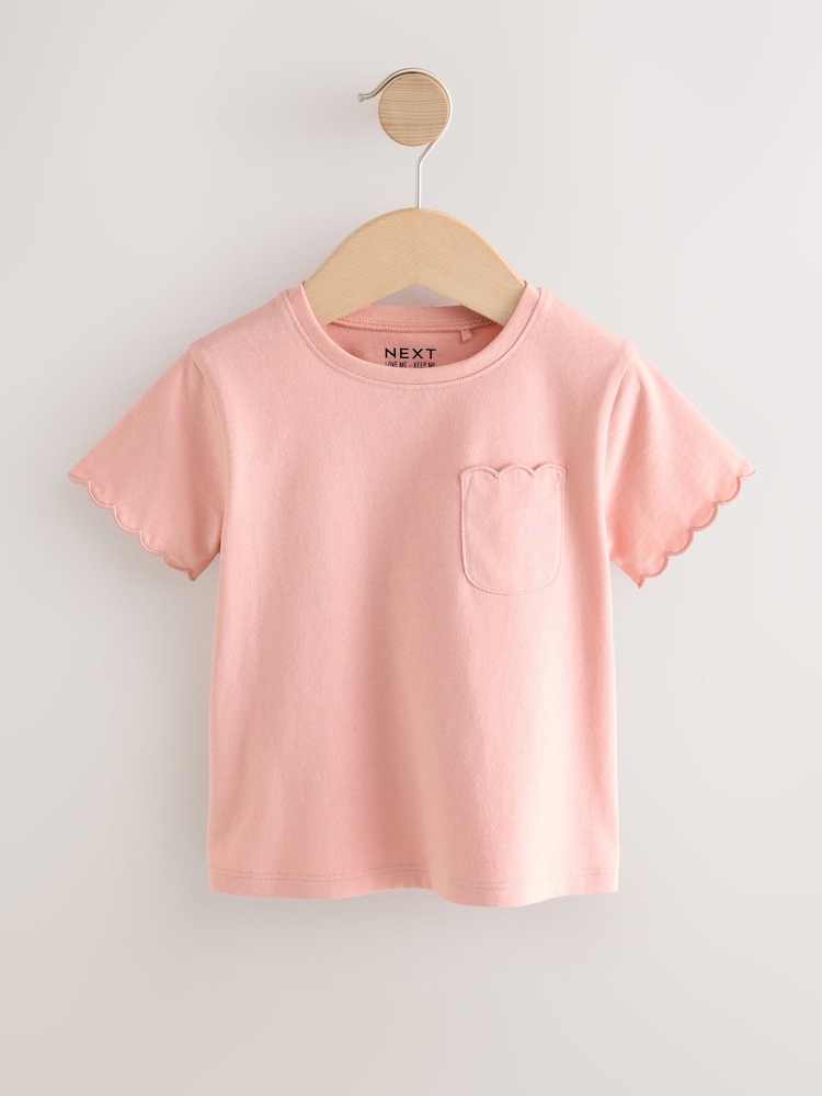Pink 100% Cotton Print Short Sleeve Scallop T-Shirt (3mths-7yrs) - Image 5 of 8