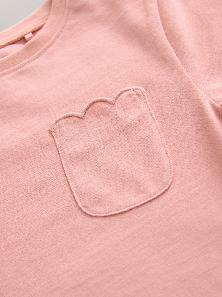 Pink 100% Cotton Print Short Sleeve Scallop T-Shirt (3mths-7yrs) - Image 7 of 8