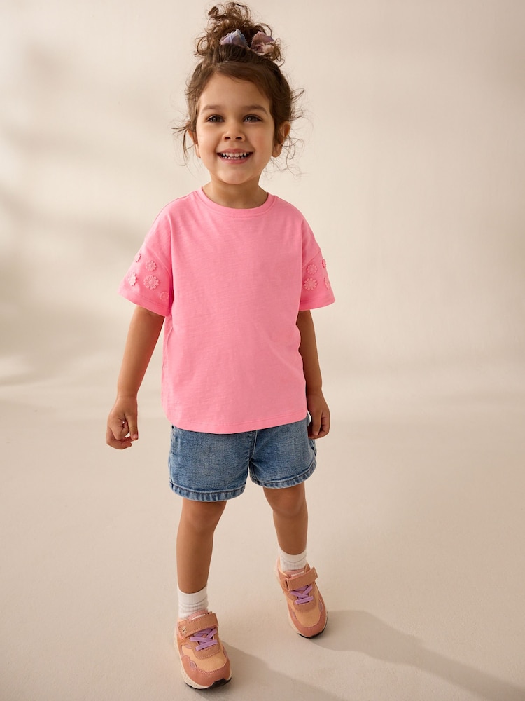 Pink 100% Cotton Daisy Short Sleeve T-Shirt (3mths-7yrs) - Image 2 of 8