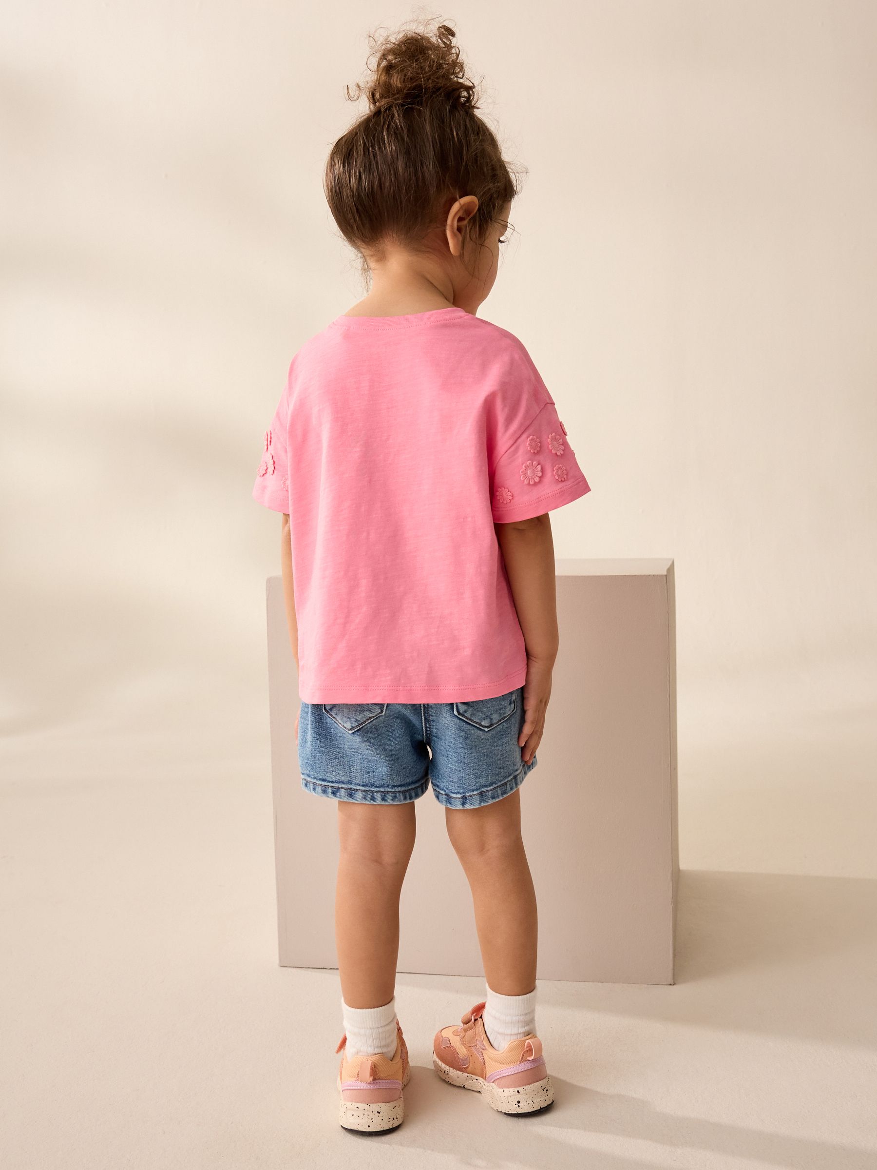 Buy Pink 100% Cotton Daisy Short Sleeve T-Shirt (3mths-7yrs) from