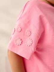Pink 100% Cotton Daisy Short Sleeve T-Shirt (3mths-7yrs) - Image 4 of 8