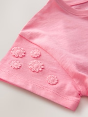 Pink 100% Cotton Daisy Short Sleeve T-Shirt (3mths-7yrs) - Image 8 of 8