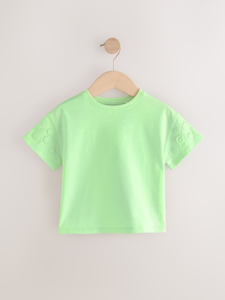 Green 100% Cotton Daisy Short Sleeve T-Shirt (3mths-7yrs) - Image 4 of 7