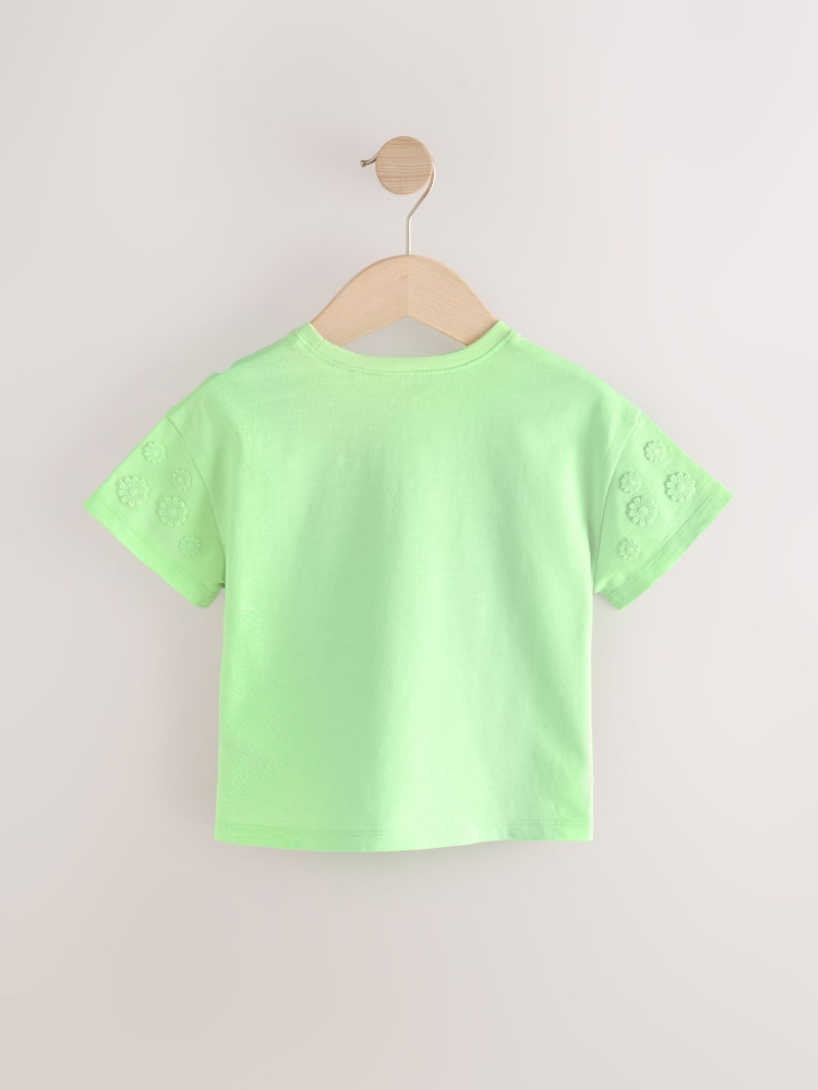 Green 100% Cotton Daisy Short Sleeve T-Shirt (3mths-7yrs) - Image 5 of 7