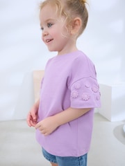 Purple 100% Cotton Daisy Short Sleeve T-Shirt (3mths-7yrs) - Image 1 of 8
