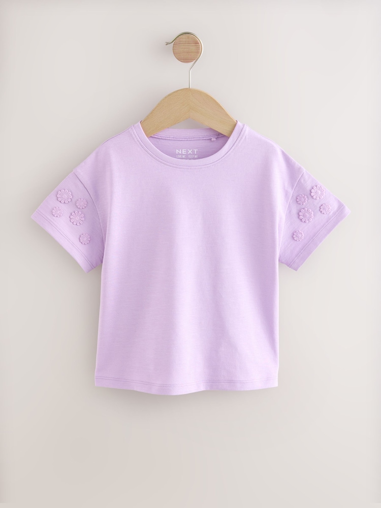 Purple 100% Cotton Daisy Short Sleeve T-Shirt (3mths-7yrs) - Image 5 of 8