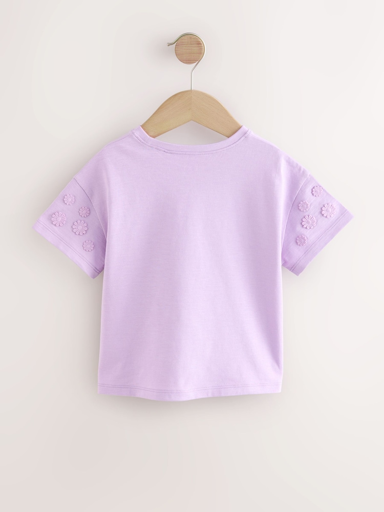 Purple 100% Cotton Daisy Short Sleeve T-Shirt (3mths-7yrs) - Image 6 of 8