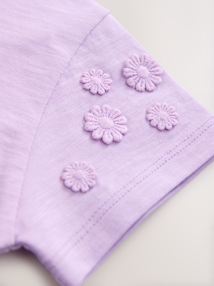 Purple 100% Cotton Daisy Short Sleeve T-Shirt (3mths-7yrs) - Image 7 of 8