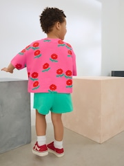 Pink/Red Flower Girls Short Sleeve 100% Cotton T-Shirt (3mths-7yrs) - Image 3 of 7