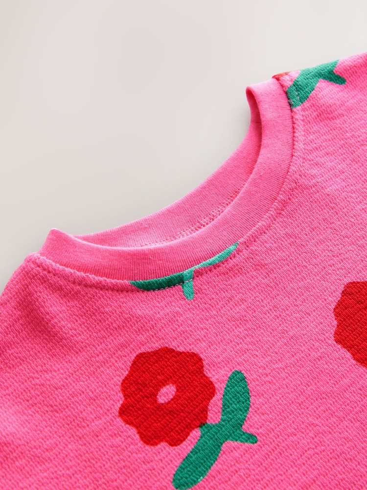 Pink/Red Flower Girls Short Sleeve 100% Cotton T-Shirt (3mths-7yrs) - Image 7 of 7