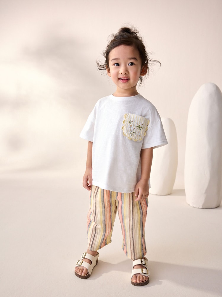 Blanco - 100% Cotton Short Sleeve Embroidered Pocket T-Shirt (3mths-7yrs) - Imagen 2 de 8