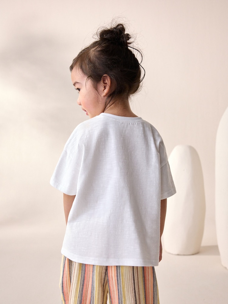 White 100% Cotton Short Sleeve Embroidered Pocket T-Shirt (3mths-7yrs) - Image 3 of 8