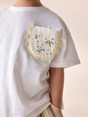 Blanco - 100% Cotton Short Sleeve Embroidered Pocket T-Shirt (3mths-7yrs) - Imagen 4 de 8