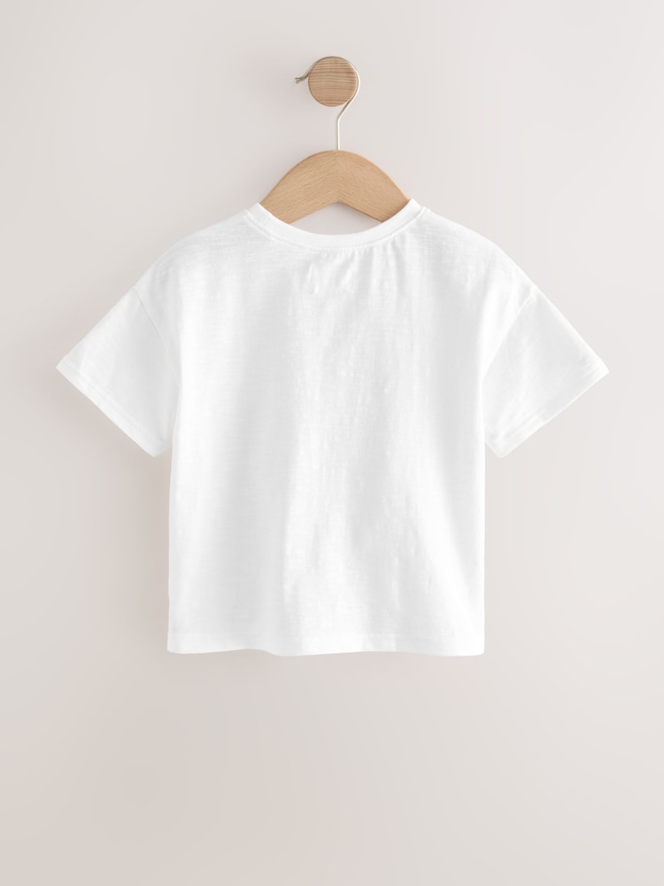 White 100% Cotton Short Sleeve Embroidered Pocket T-Shirt (3mths-7yrs) - Image 6 of 8