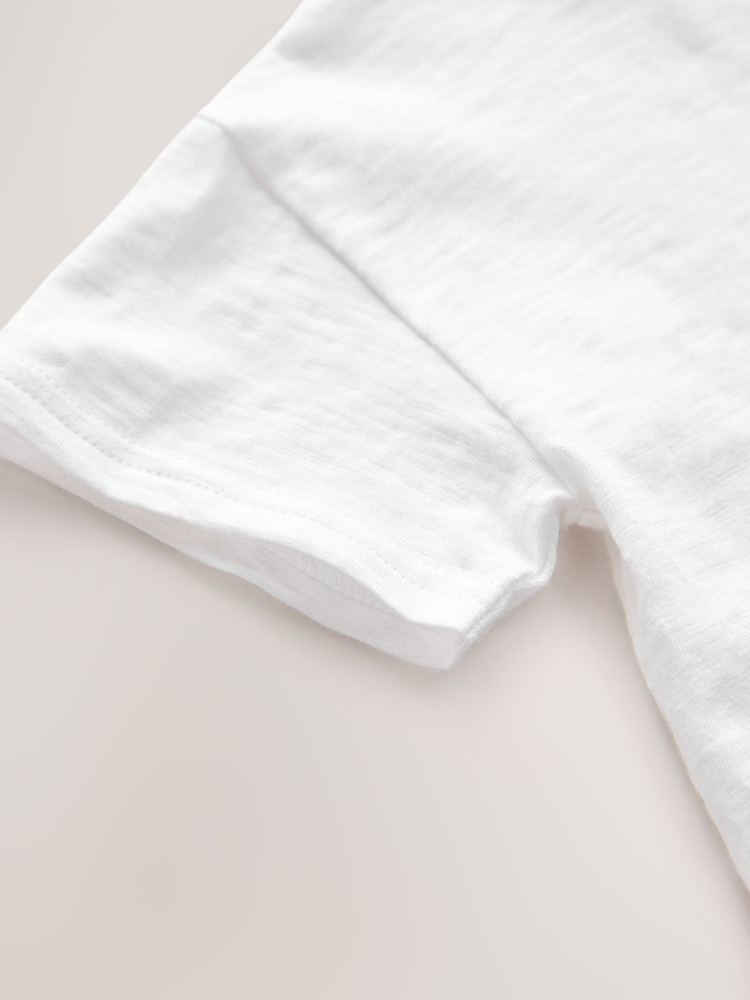 White 100% Cotton Short Sleeve Embroidered Pocket T-Shirt (3mths-7yrs) - Image 7 of 8
