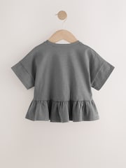 Gris de charbon de bois - T-shirt péplum 100% coton à manches courtes (3mois-7ans) - Image 5 of 7