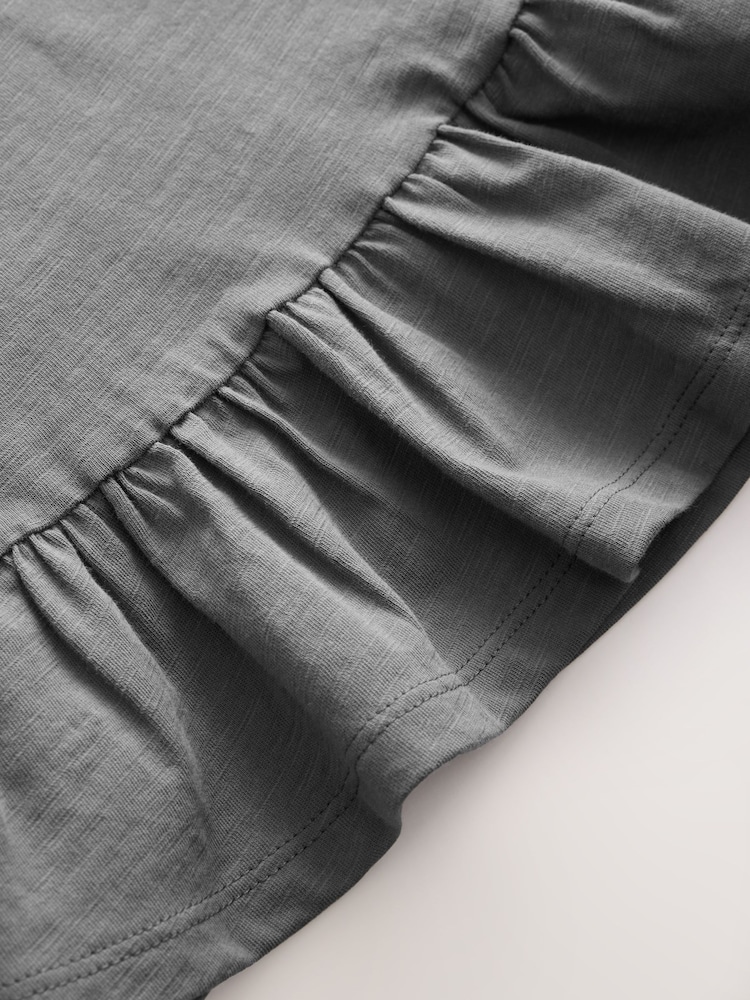 Gris de charbon de bois - T-shirt péplum 100% coton à manches courtes (3mois-7ans) - Image 7 of 7