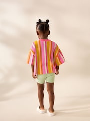 Pink Rainbow Stripe Girls Short Sleeve 100% Cotton T-Shirt (3mths-7yrs) - Image 3 of 8