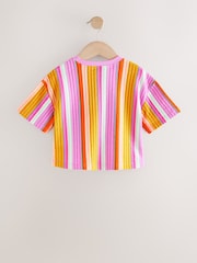 Pink Rainbow Stripe Girls Short Sleeve 100% Cotton T-Shirt (3mths-7yrs) - Image 6 of 8