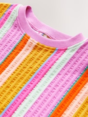 Pink Rainbow Stripe Girls Short Sleeve 100% Cotton T-Shirt (3mths-7yrs) - Image 7 of 8