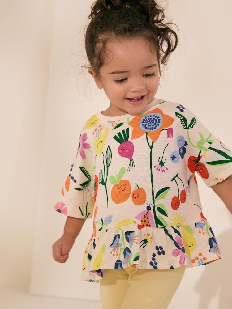 Bright Fruit Character - 100% katoenen peplum T-shirt met korte mouwen (3mnd -7jr) - Image 1 of 8