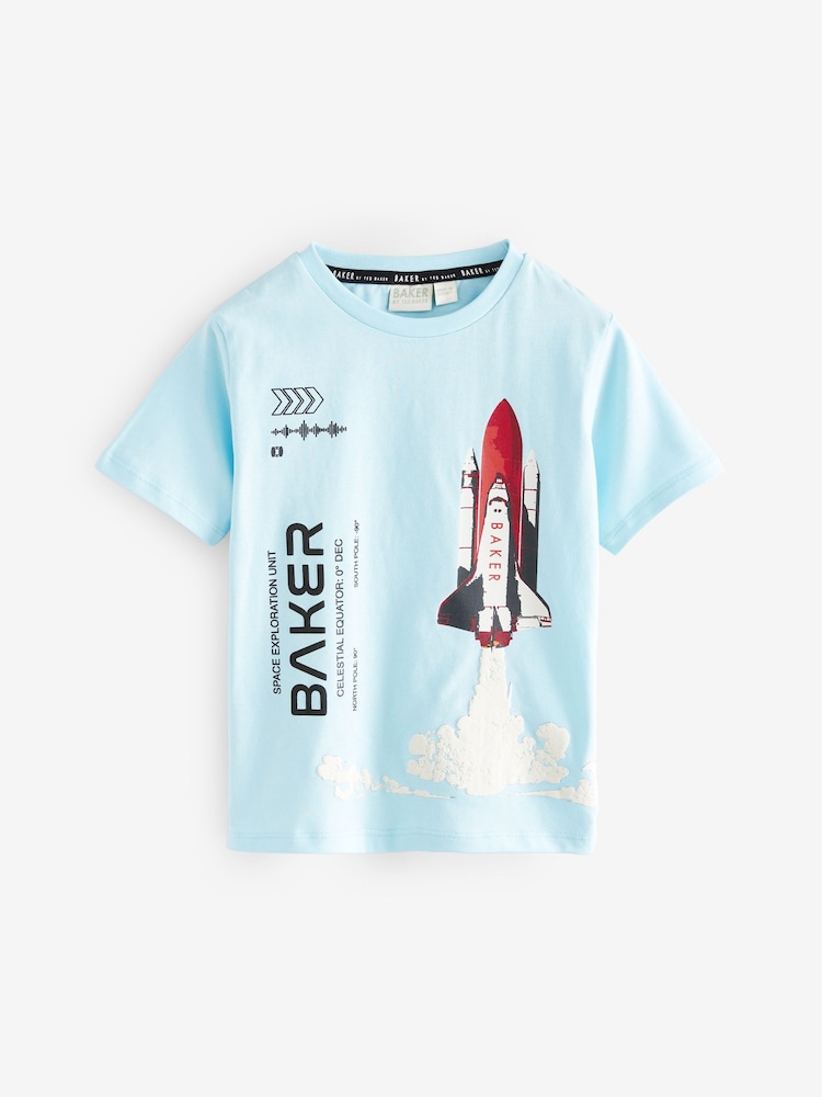 Baker by Ted Baker Blue Graphic 100% Cotton T-Shirt - Image 1 of 4
