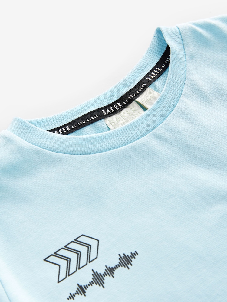 Baker by Ted Baker Blue Graphic 100% Cotton T-Shirt - Image 4 of 4