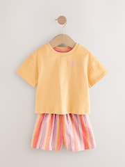Orange 100% Cotton T-Shirt and Shorts Set (3mths-7yrs) - Image 1 of 5