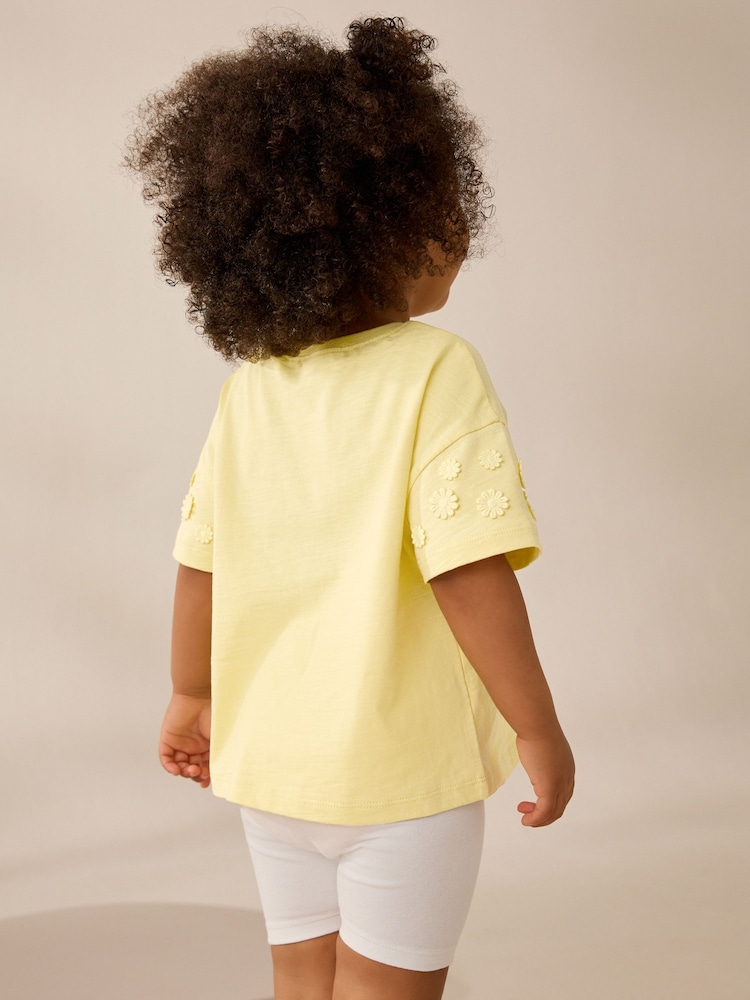 Жовтий - 100% Cotton Daisy Short Sleeve T-Shirt (3mths-7yrs) - Image 3 of 8
