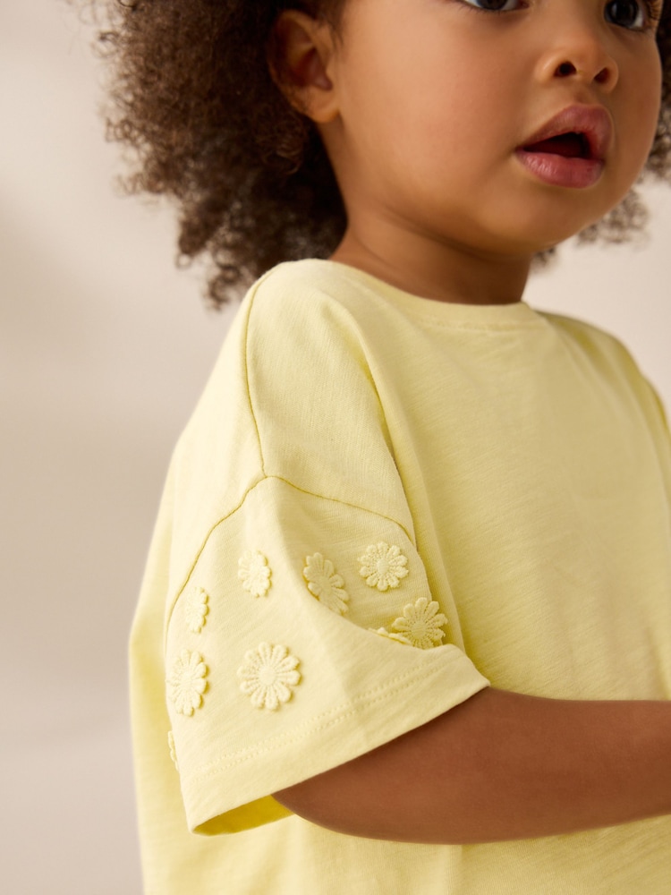 Жовтий - 100% Cotton Daisy Short Sleeve T-Shirt (3mths-7yrs) - Image 4 of 8
