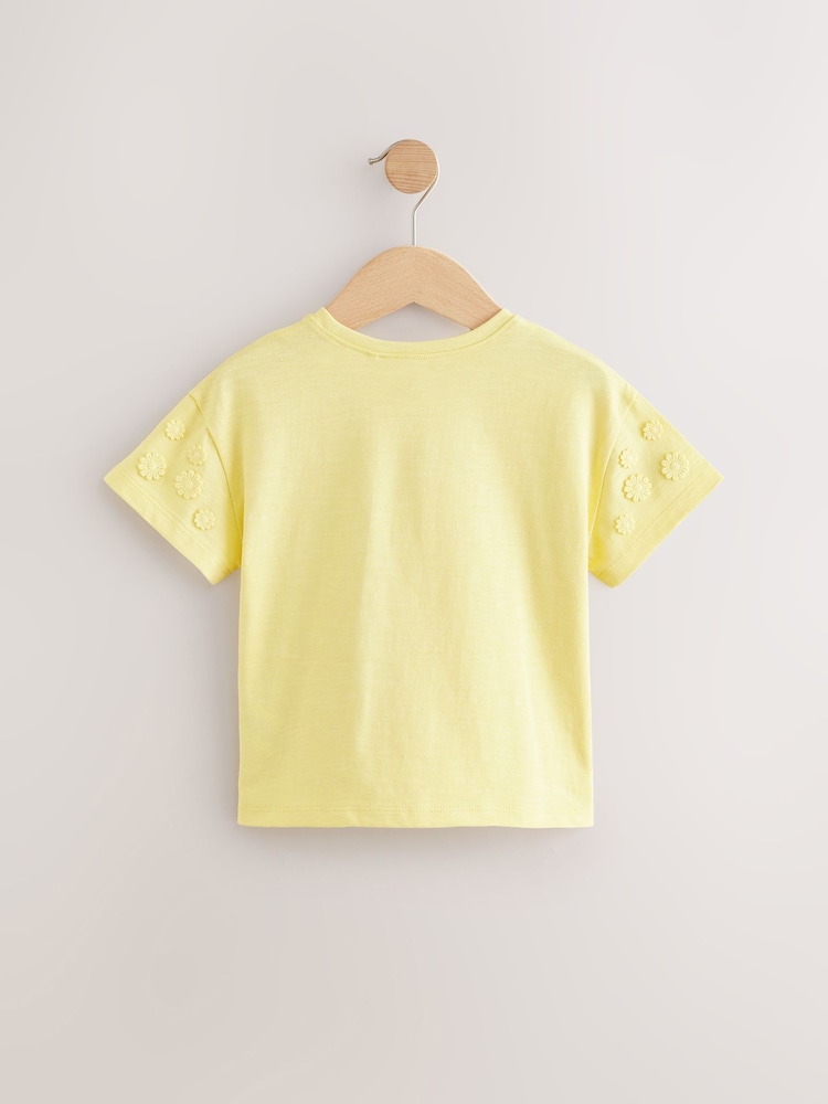 Жовтий - 100% Cotton Daisy Short Sleeve T-Shirt (3mths-7yrs) - Image 6 of 8