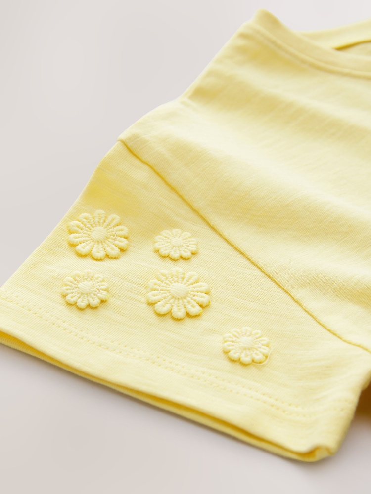 Yellow 100% Cotton Daisy Short Sleeve T-Shirt (3mths-7yrs) - Image 8 of 8