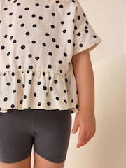 Black/White Spot 100% Cotton Short Sleeve Peplum T-Shirt (3mths-7yrs) - Image 2 of 8