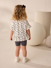Black/White Spot 100% Cotton Short Sleeve Peplum T-Shirt (3mths-7yrs) - Image 3 of 8