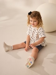Black/White Spot 100% Cotton Short Sleeve Peplum T-Shirt (3mths-7yrs) - Image 4 of 8