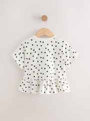 Black/White Spot 100% Cotton Short Sleeve Peplum T-Shirt (3mths-7yrs) - Image 6 of 8