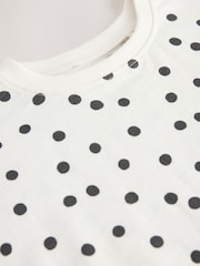 Black/White Spot 100% Cotton Short Sleeve Peplum T-Shirt (3mths-7yrs) - Image 8 of 8