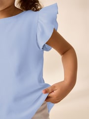 Blue Frill Shoulder Ribbed Vest (3mths-7yrs) - Image 2 of 8