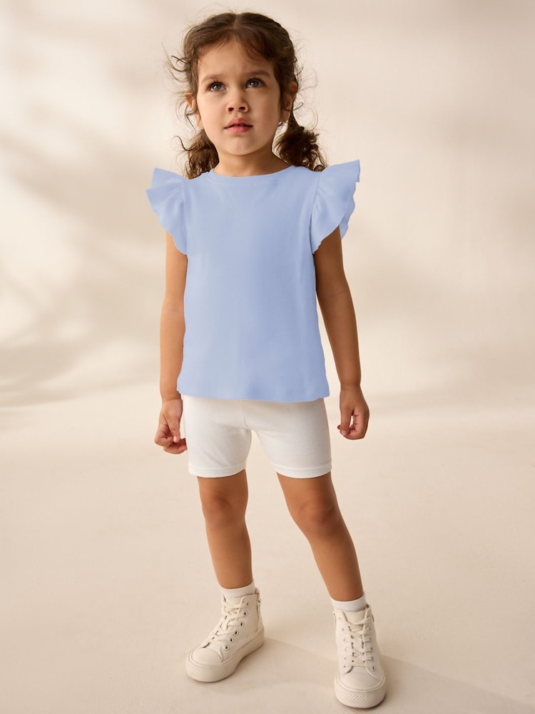 Blue Frill Shoulder Ribbed Vest (3mths-7yrs) - Image 4 of 8