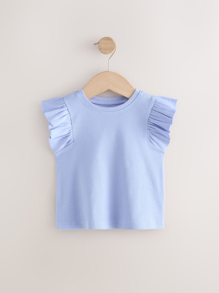Blue Frill Shoulder Ribbed Vest (3mths-7yrs) - Image 5 of 8