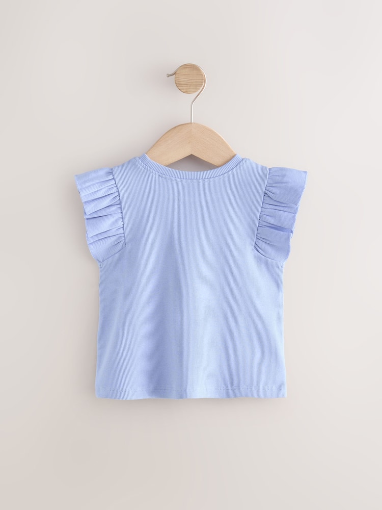 Blue Frill Shoulder Ribbed Vest (3mths-7yrs) - Image 6 of 8