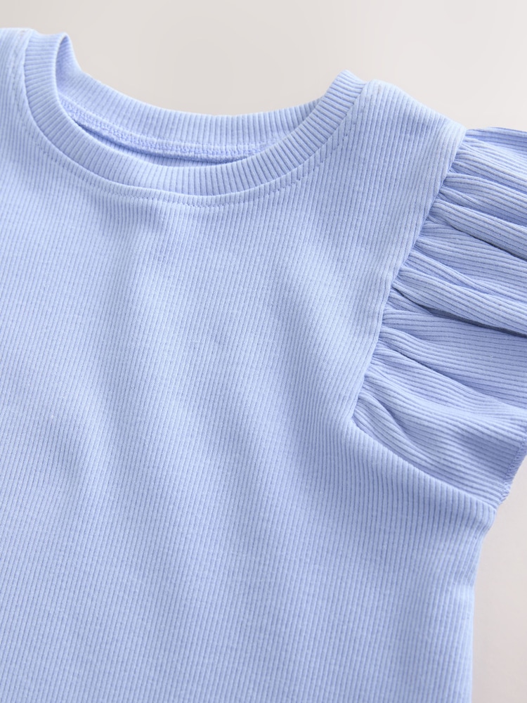 Blue Frill Shoulder Ribbed Vest (3mths-7yrs) - Image 7 of 8