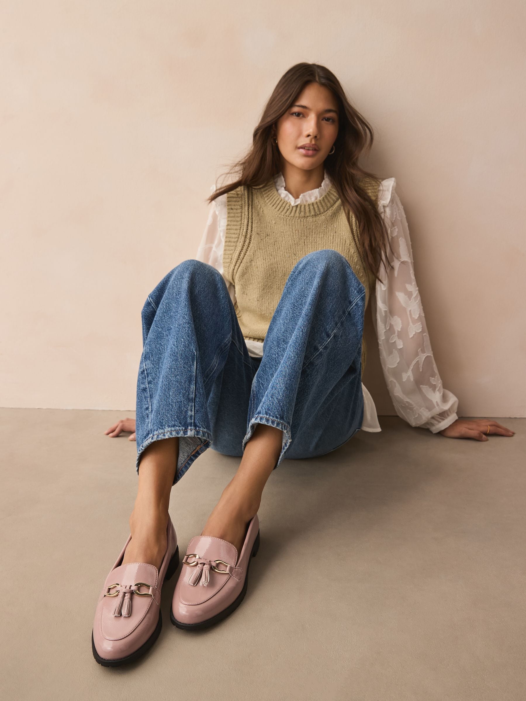 Buy Rose Pink Patent Tassel Hardware Detail Loafers from Next USA