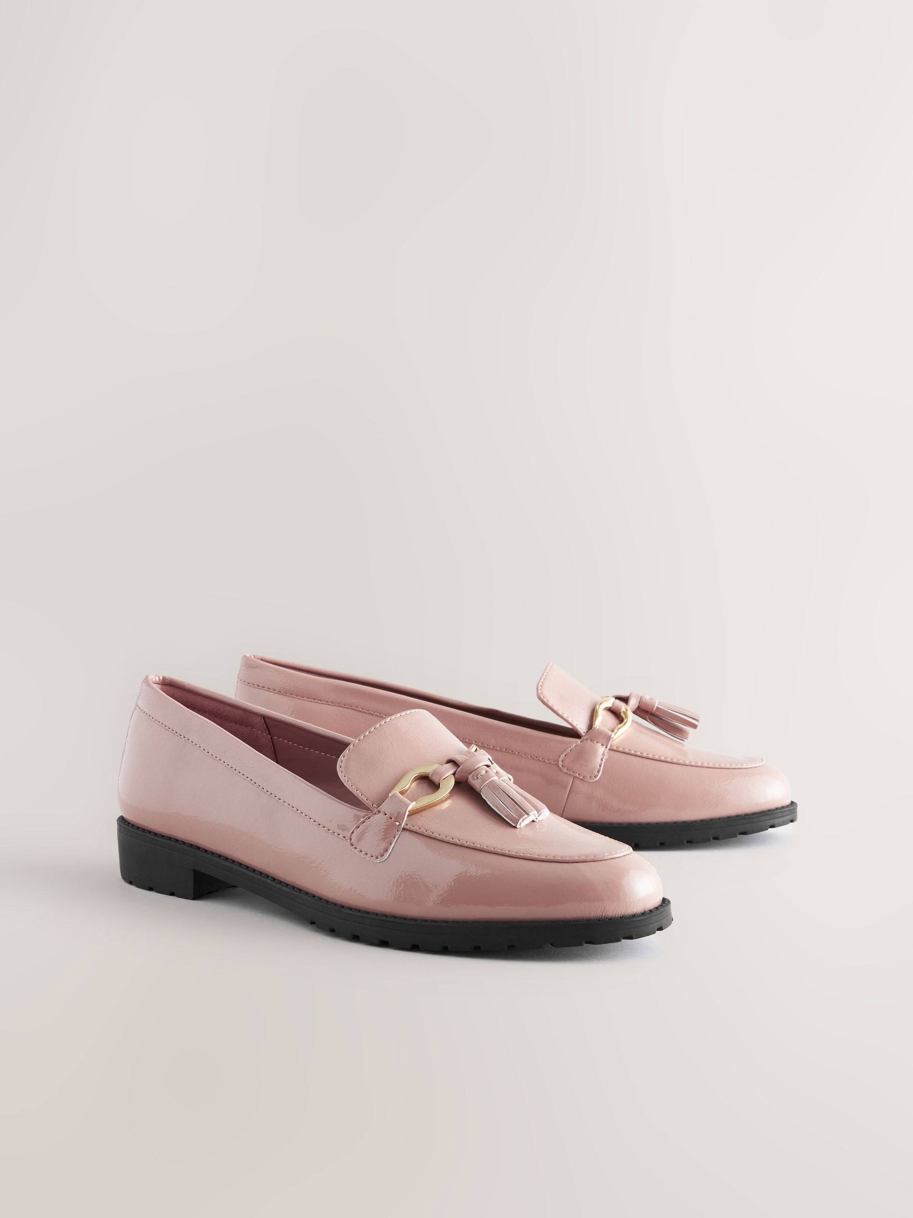 Buy Rose Pink Patent Tassel Hardware Detail Loafers from Next USA