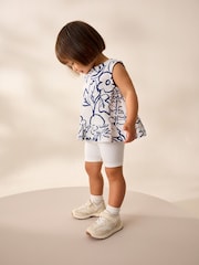 White Flower Print Peplum Textured Vest (3mths-7yrs) - Image 2 of 8