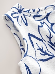 White Flower Print Peplum Textured Vest (3mths-7yrs) - Image 7 of 8