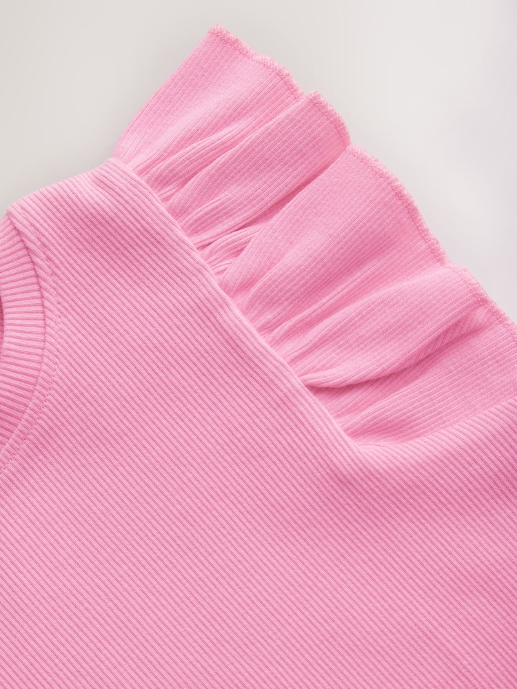 Pink Frill Shoulder Ribbed Vest (3mths-7yrs) - Image 6 of 7