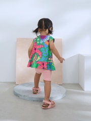 Green Tropical Print Peplum Textured Vest (3mths-7yrs) - Image 2 of 7